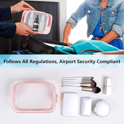 Sahunfri 3-Pack Clear Toiletry Bags Waterproof Gym & Weekend Trip Accessories Transparent PVC Cosmetic Organizers with Color Borders (Pink+Purple+Sky Blue) — view 2