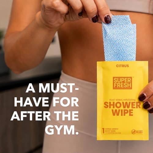 Super Fresh Shower Wipes Large Citrus & Cedar Body Wipes for No Rinse Bathing Personal Hygiene Gym Travel or Camping Enriched with Aloe and Vitamin E 10 Individually Wrapped Disposable Sheets — view 5