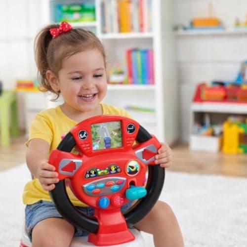 rightclick Interactive Car Controller for Toddlers – Portable Steering Wheel Toy for Backseat Travel. Fun Driving Games for Baby & 2 Year Old Boys (Red) — view 4