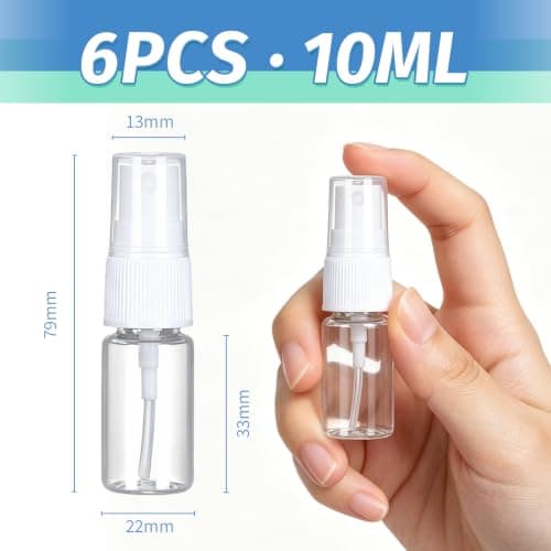 6 Pack 10 ml Fine Mist Spray Bottles, Clear Refillable Travel Atomisers — view 2