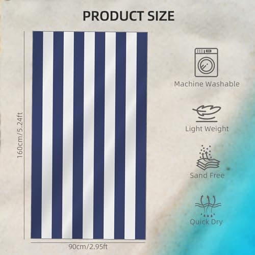 CNMTCCO Large Beach Towel for Adults with Bag - Quick Dry Microfibre - 100% Recycled Towel - Sand Free, Lightweight, Compact (160x90cm, 63x35in) (Blue) — view 4