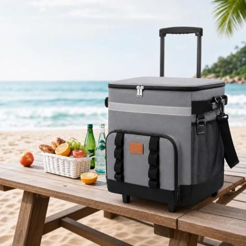 35L Cooler Box on Wheels – Large Insulated Cool Bag with All-Terrain Cart