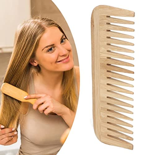 Bamjour Wide Tooth Bamboo Hair Comb Reduce Strong Flexible Portable Home Travel — view 4