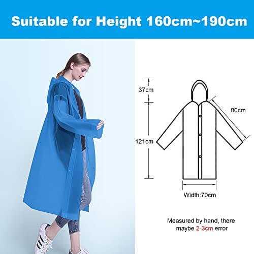 Vicloon Portable Raincoat, 2 Pack Rain Poncho Adult Waterproof with Hoods and Sleeves, Reusable Rain Resistant Poncho for Camping, Emergency Situations, Travel — view 2