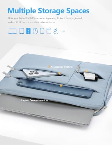 HYZUO 17-17.3 Inch Laptop Case Sleeve Bag Briefcase, Pale Blue — view 3