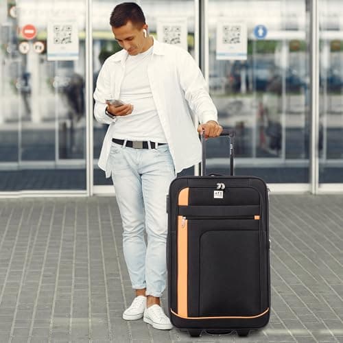 ATX Luggage Extra Large Suitcase 32" Expandable Durable Lightweight Suitcases with 2 Wheels and Built-in 3 Digit Combination Lock (Black/Orange, 134 Liters) — view 6