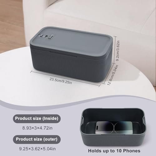 Small Lockable Storage Box with Combination Code - Secure Medicine Safe, Phone Jail, and Snack Box for Home, Fridge, Office, or Travel - Reusable BPA-Free, Portable Design (23.5 x 12.8 x 9.2cm) — view 3