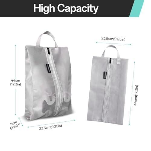 Travel Shoe Bags, Water Resistant TPU Mesh with Zipper, Travel Essentials for Men & Women (Grey, 1 Set) — view 6