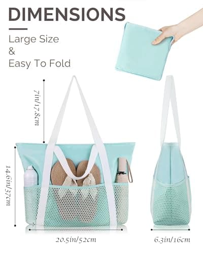 HOMESPON Beach Bag Large Waterproof Tote for Women with Zipper — view 3
