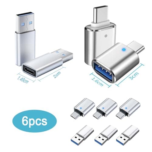 PERSENTU 6 Pack USB C to USB Adapter, USB to USB-C Adapter, Aluminum OTG Converter,Compatible with MacBook Pro,Galaxy Type-C Smartphone and Tablet — view 2