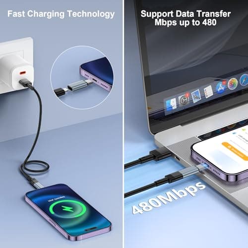 kigpozi 7 Pack Lightning to USB C Adapter for iPhone,Fast Charge Data Sync — view 2