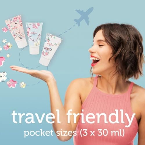 Cath Kidston Hand Cream 3x 30ml, Shea Butter, 3 Fragrances, Hand Care Moisturiser, Pocket and Travel Size, Vegan and Cruelty Friendly, Beauty Gift For Her, Blossom Birds Collection — view 3