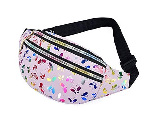 Estwell Bum Waist Bag for Women Girls Fashion PU Leather Waterproof Ladies Festival Fanny Pack Lightweight Hip Pouch Travel Holiday Waist Pack Shiny Bumbag — view 2