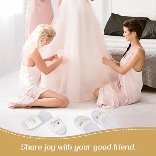 5 Pairs Disposable Spa Slippers, Open Toe Hotel Slipper Guest Slipper for Spa Party Guest Travel Home Hotel (Bridesmaid-2) — view 5