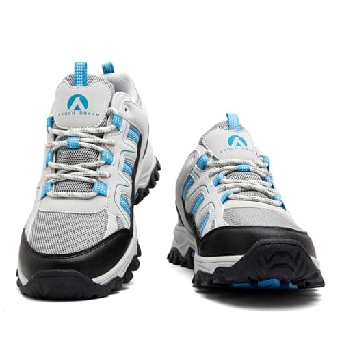 ASOCO DREAM Hiking Shoes Mens Womens Walking Boots Lightweight Breathable Trekking Climbing Trainers Outdoor Backpacking Camping Sneaker,Beige Blue,4 UK — view 6