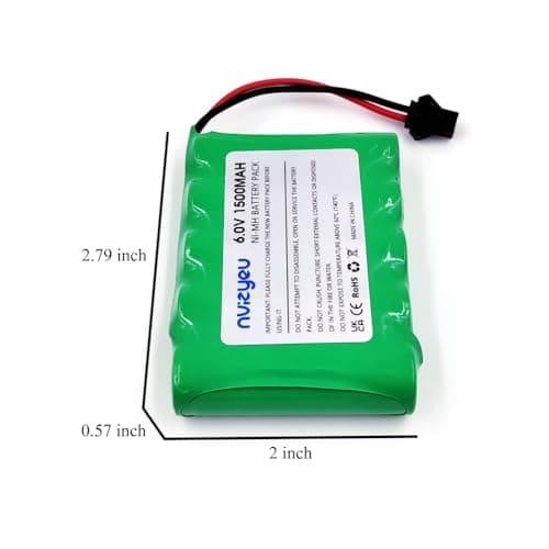 nvizyeu 6v battery, 1500mah rechargeable nimh battery pack, suitable for rc car rc truck toy vehicle, comes with usb charger cable — view 2