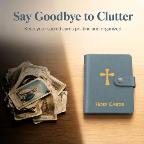 Pitigihe Catholic saint image case in faux leather, prayer card organizer — view 5