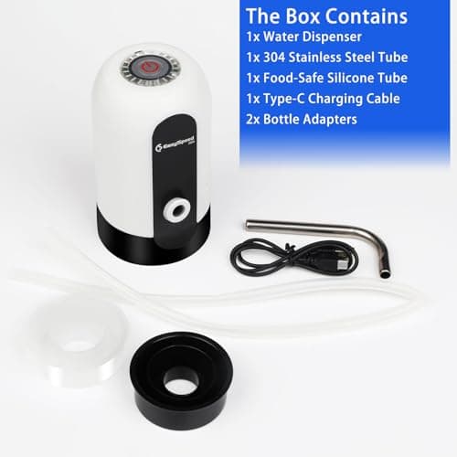 EASYSPEED Water Bottle Pump with 2 Adapters, Portable USB Automatic Water Dispenser Fountain, Electric Drinking Pump for 2-5 Gallon Water Bottle,White — view 3