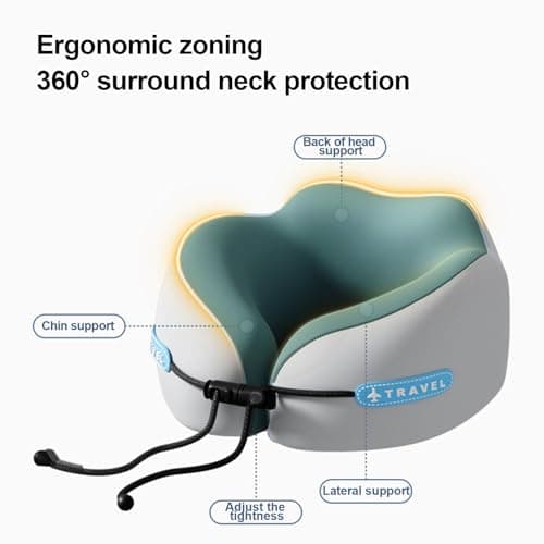Vbvbip Pine Green Memory Foam Travel Neck Pillow - Ergonomic Support for Airplanes, Long Flights & Car Rides | Premium Comfort with Washable Cover & Portable Storage Box — view 4