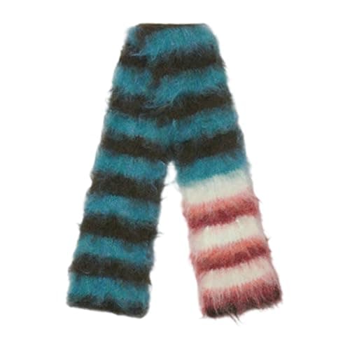 BABIBAOBEI Color Blocking Stripe Knit Scarf Soft Knitting Fabric Neckerchief Lightweight Unisex Winter Accessory for Family Travel Lightweight Travel Friendly Scarf