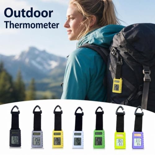 Portable Digital Small Hygrometer Thermometer,Mini Carabiner Clip Meter for Hiking,Backpacking HikingTravel Thermometer with Carabiner Clip,Travel Mountaineering Vehicle Pendant Keychain,for Hiking — view 4