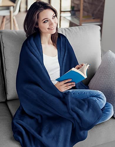 Utopia Bedding Ultra Soft Fleece Throw Blanket (127x152cm- Navy) — view 4
