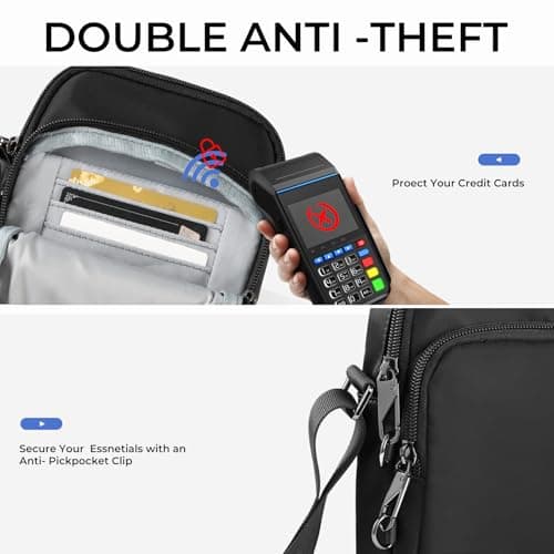 Small Anti Theft CrossBody Bag with Zipper Lock, RFID Blocking & Water Resistant - Sling Chest Shoulder Bag for Men Women, Water Resistant Messenger Bags for Runner Workout Hiking Cycling Travelling — view 3