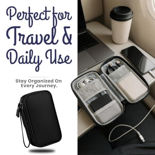 Electronic Organiser Travel Case with Cable Protectors, Compact Tech Pouch for Cables, Chargers & Small Gadgets — view 6