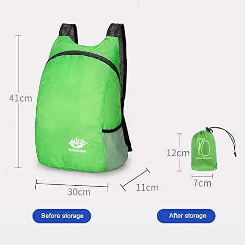 Fiorky Ultra Lightweight Foldable Backpack, Nylon Outdoor Backpack Waterproof Camping Survival Bag Outdoor Sport Daypack Travel Bag for Men Women for Climbing Trekking Walking Hiking Biking — view 6