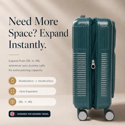 Aerolite 55x40x20 Expandable Cabin Suitcase with Front Laptop Compartment — view 3