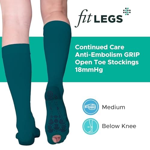 FITLEGS - Grip Anti-Embolism Compression Stocking, Multipack, L, Teal — view 3