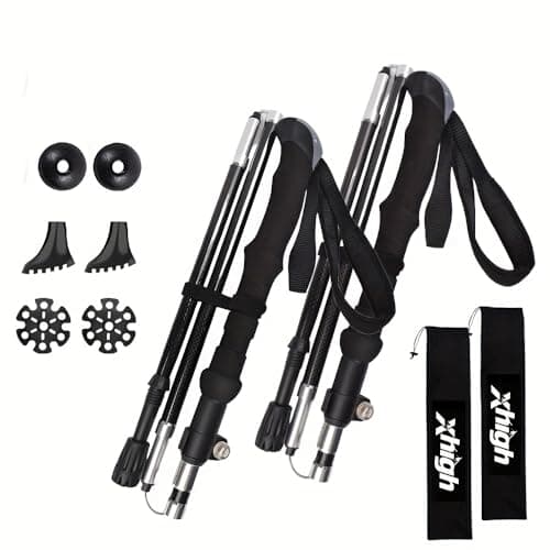 Ultralight Carbon Fibre Trekking Poles Set of 2, Lightweight Collapsible Hiking Poles with Quick Lock System – Only 200g per Pole for Backpacking & Camping