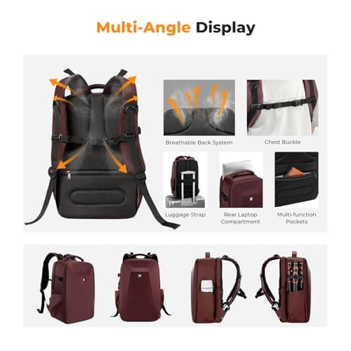K&F CONCEPT Camera Backpack,Hardshell DSLR Photography Camera Bag (Red) — view 4