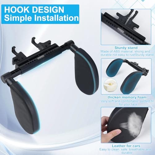 Alaoo Car Seat Headrest Pillow, Detachable and Adjustable Double Sided Support Headrest, Travel Sleep Side Pillow for Adults and Kids, Black — view 3