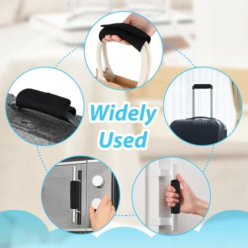 2 Pack Luggage Handle Wraps - Soft Comfort Handle Covers for Suitcase, Bright Color Travel Accessories (Black) — view 5