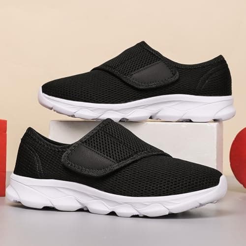 Men’s Slip On Walking Trainers with Cross Elastic Band Breathable Mesh Lightweight Cushioned Shoes for Summer Travel Outdoor Activities White, Size 7.5 — view 3