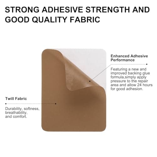 sourcing map 2 Pcs Self-Adhesive Repair Patches 9.5 x 12.5 cm Waterproof Twill Fabric Repair Patch Tape Washable Repair Patch Kit for Down Jackets Clothes Tents Umbrellas Bags, Light Brown — view 4