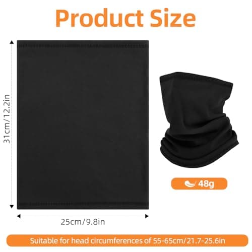 AUYAO Fleece Neck Warmer Thermal Snoods Unisex Winter Cold Weather Knitted Neck Covering Scarf Neck Gaiters Warmer Snoods Headwear Bandana Motorcyclists Snoods for Sports Outdoor(Black+Dark Gray) — view 2