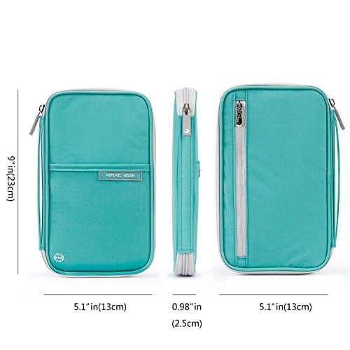 ManKn Family Passport Holder Travel Wallet, Waterproof RFID Document Organizer Case with Hand Strap Zip Closure for Men Women, Ticket Credit ID Card Cash Pouch Money Bag — view 5