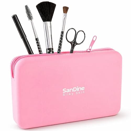 Silicone Cosmetic Bag – Waterproof Travel Makeup Pouch - Food-Grade Silicone Toiletry Organizer for Women & Men – Compact Stylish Multi-Functional Storage - by Sandine (Pink) — view 2