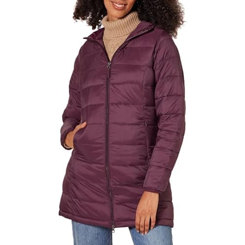 Amazon Essentials Women's Lightweight Water-Resistant Packable Hooded Puffer Jacket (Available in Plus Size), Burgundy, XXL