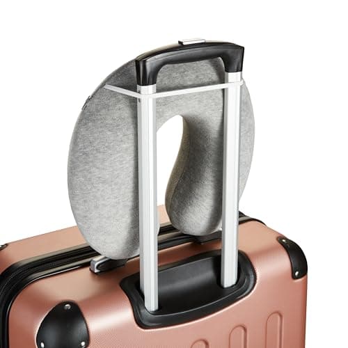 Amazon Basics Travel Pillow, Memory Foam Neck Pillow For Travel, Machine Washable Cover with Elastic Carrying Strap, 30.5 x 30.5 x 9.6 cm, Grey — view 6