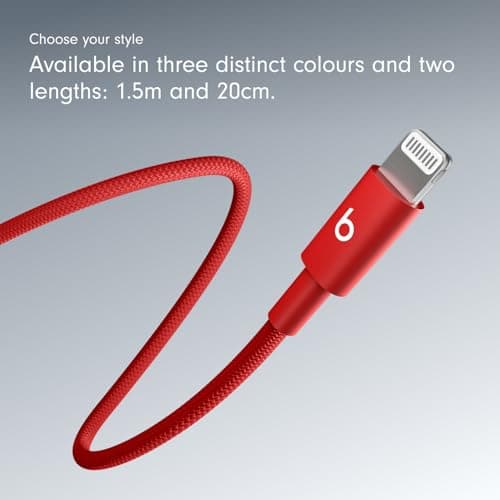 Beats USB-C to Lightning Woven Cable, Fast Charging, Durable/Tangle-Free, Compatible Charger for Apple Devices w Lightning Ports (1.5 m) – Rapid Red — view 6