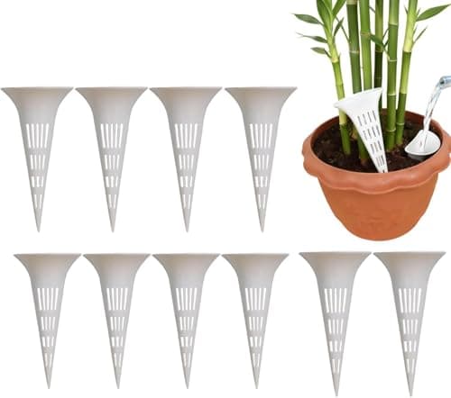 10-Pack Deep Root Watering Stakes, Multi-Hole Irrigation Spikes for Potted Plants, Soil Aerator & Fertiliser Applicator, Slow Release Watering Tool for Indoor & Outdoor Plants, Garden Watering System