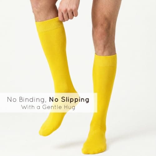 Mysocks Knee High Socks Men Womens Girls Cotton Seamless Toe Long Socks Knee Length Knee Socks Yellow,4-7 — view 4