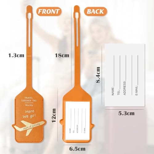 4 Pack Luggage Tags PU Suitcase Tags with ID Card Waterproof Suitcase Label — view 2