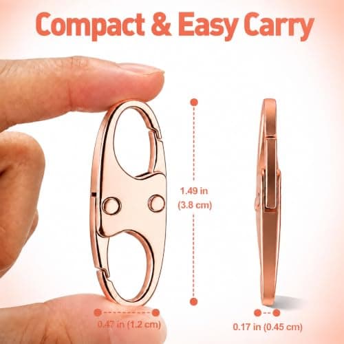 Zipper Clips Anti Theft, Double Opening Zipper Lock for Backpacks & Luggage, Zinc Alloy Zipper Pull Replacement, Small Carabiner Clip for Purses, Crossbody Bags & Travel Essentials (Rose Gold, Small) — view 2