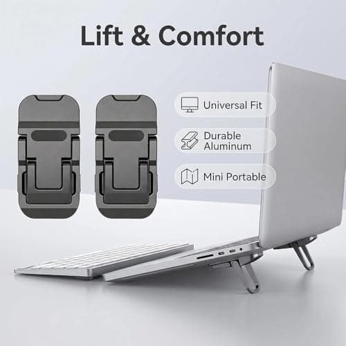 iohsxae 2-Pack Mini Aluminium Tablet Stand, Foldable & Portable Universal Desktop Holder, Anti-Slip Metal Pocket Cradle Compatible with iPad, Galaxy Tab, E-readers and Smartphones (Black) — view 3