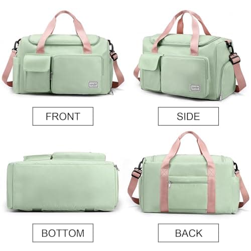 RainFlowwer Travel Duffel Bag Women Men,Sports Gym Bag with Shoes Compartment,Waterproof Travel Bag Overnight Bag with Dry Wet Separated Pocket,Carry Luggage Bag Weekender,Sports,Gym,Travel (Green) — view 6