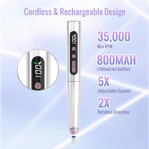 Denabuty Electric Nail Drill Cordless, 13 in 1 Nail File 35000RPM for Gel — view 2